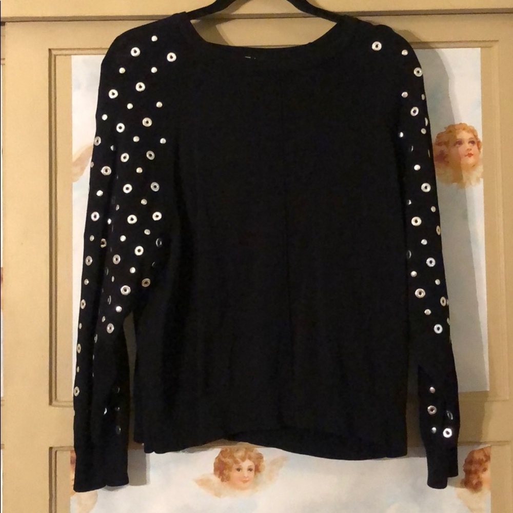 Grommet Stud Sleeve Sweater